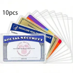 Social Security Card Protective Cover, 10 pcs Transparent PVC Waterproof Plastic Sleeves, Suitable for Healthcare, Social Security, Business, ID & Credit Cards, Office Accessories, Office Gadgets & ID Card Holder