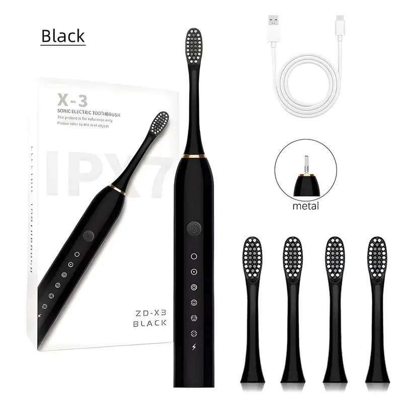 【Father's Day gift】Electric Toothbrush with 4 Brush Heads, IPX7 Waterproof 6 Modes 42000vpm with Smart Timers, Sonic rechargeable Electric Toothbrush for Adults