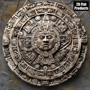 Mayan Calendar Round Aluminum Wall Art Hanging Decor 20 32x20 32cm Aztec Design Roman Numerals for Home Office Bar Cafe Decoration