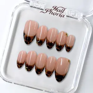 NailPhoria AMBER DRIZZLE - Handmade Press-On Nails | Reusable, Salon-Quality, Long-Lasting, Glossy Design