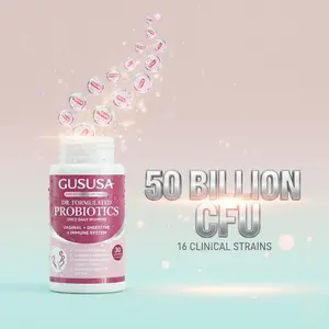 GUSUSA Women’s Probiotic Capsules 50 Billion CFU 16 Strains pH Balance Gut Immune Health Sugar-Free Vegan Organic Prebiotic Formula for Digestive & Intimate Health