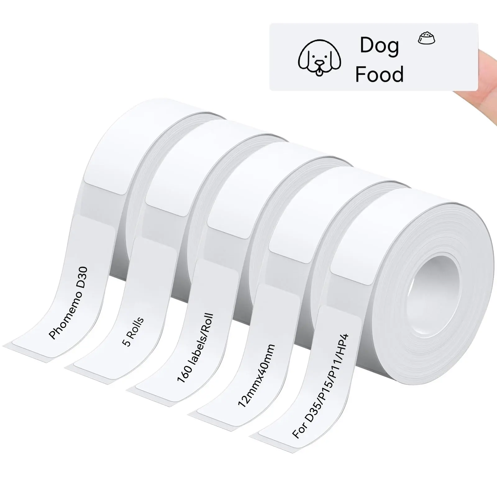 Thermal Label, 5 Rolls/set Adhesive Label Paper, Label Tape Suitable for P15 D35 Label Tape P11 Tapes HP4 Label, Labels For Printers, Office Stationery & Supplies