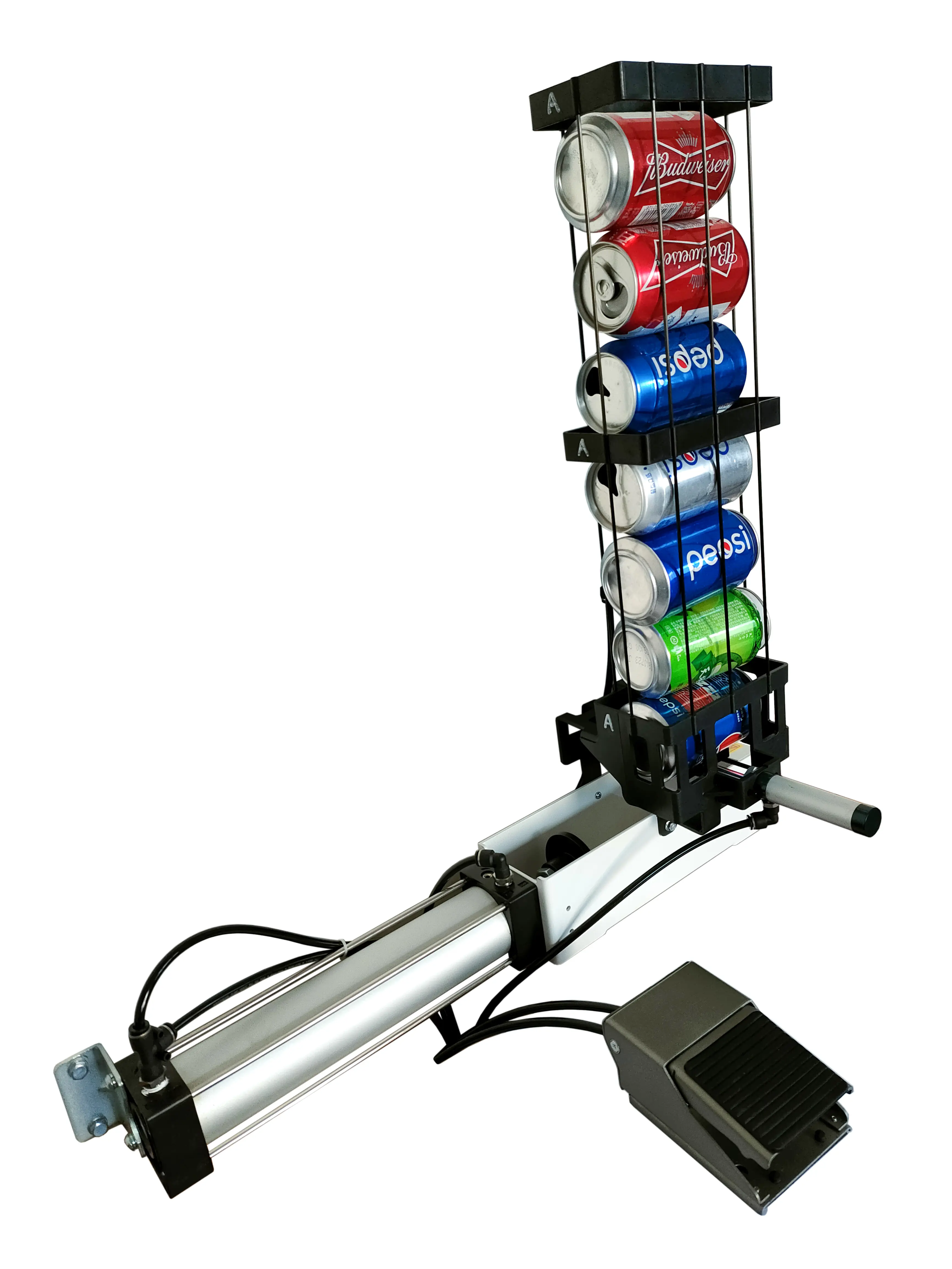 Auto Aluminum Can Crusher, Heavy Duty Pneumatic Cylinder Soda Beer Can Crusher, Eco-Friendly Recycling Tool (Automatic Foot Feeding Style)