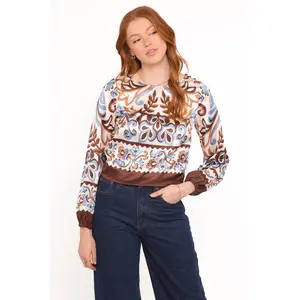 Aoife Top - Ivory Brown Blue