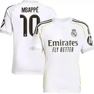 Mbappe #10 Real Madrid Team Champions League/ LA Liga 2025/26 A football kit with Embroidered logo and Sharp stitching Jersey, Breathable Quick Dry Short Sleeve Athletic Tops for Football Fans, Football Collectors & Streetwear Enthusiasts