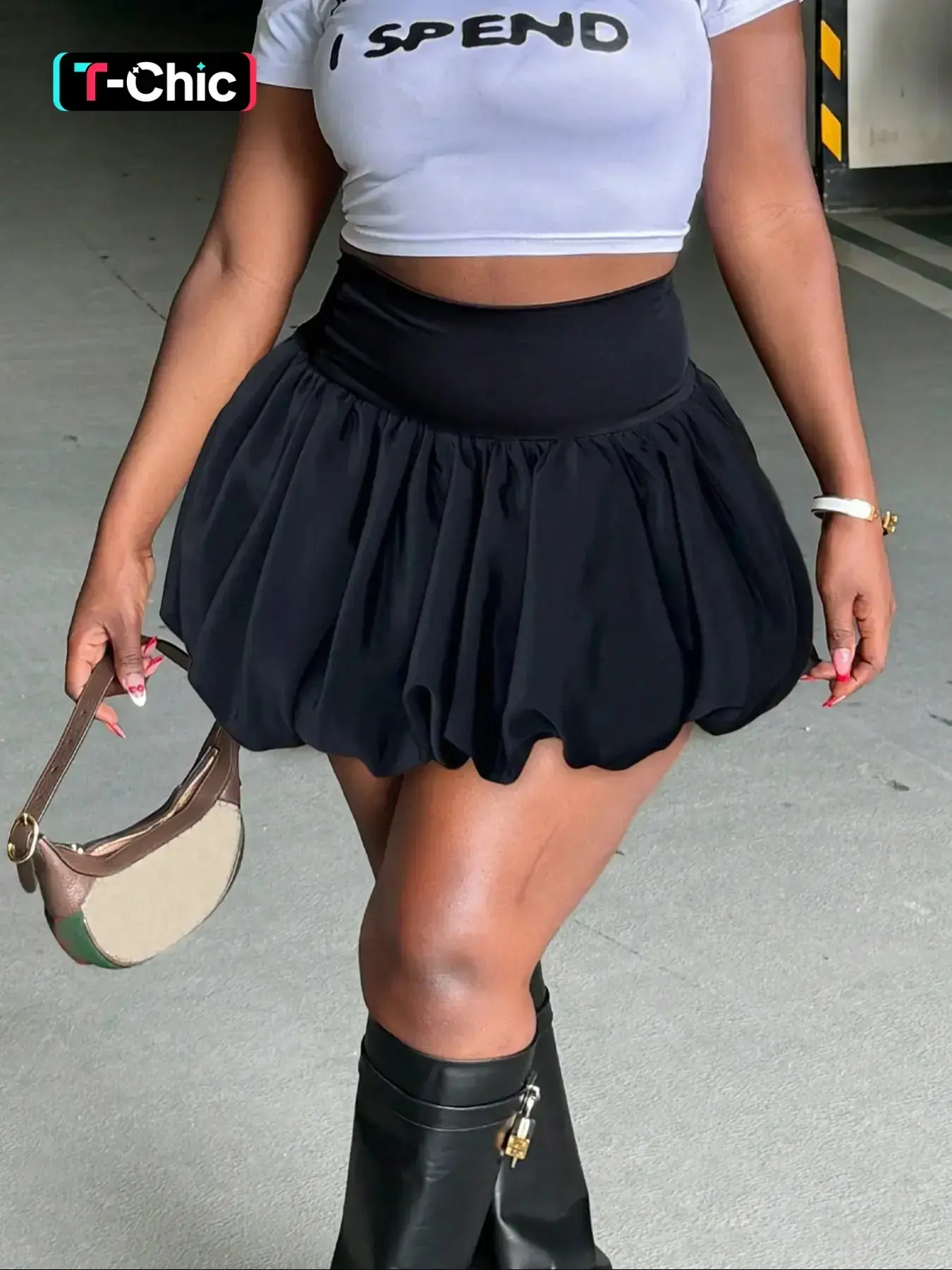 Women's Solid High Waist Bubble Skirt, Fashionable Puffy Short Skirt for Party Club Dating, Ladies Bottoms for All Seasons, Supernova Skirt