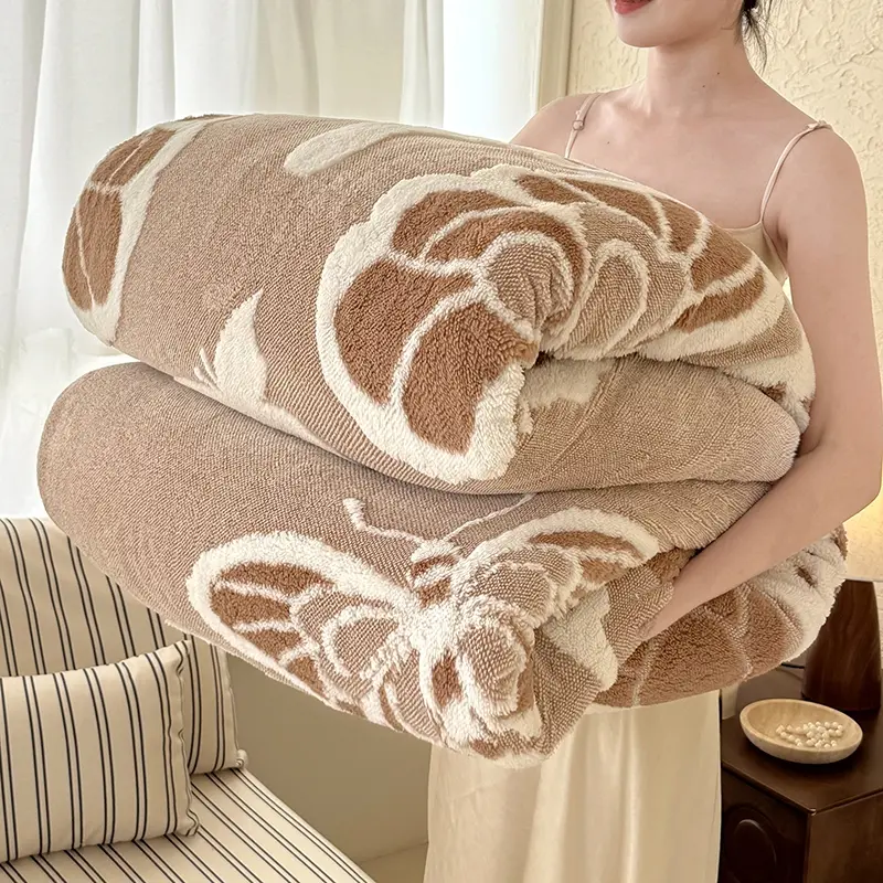 New Style 5D Embossed Butterfly Jacquard Blanket, Thick Warm Lamb Velvet Throw, Cozy Home Nap Blanket, Ideal for Winter