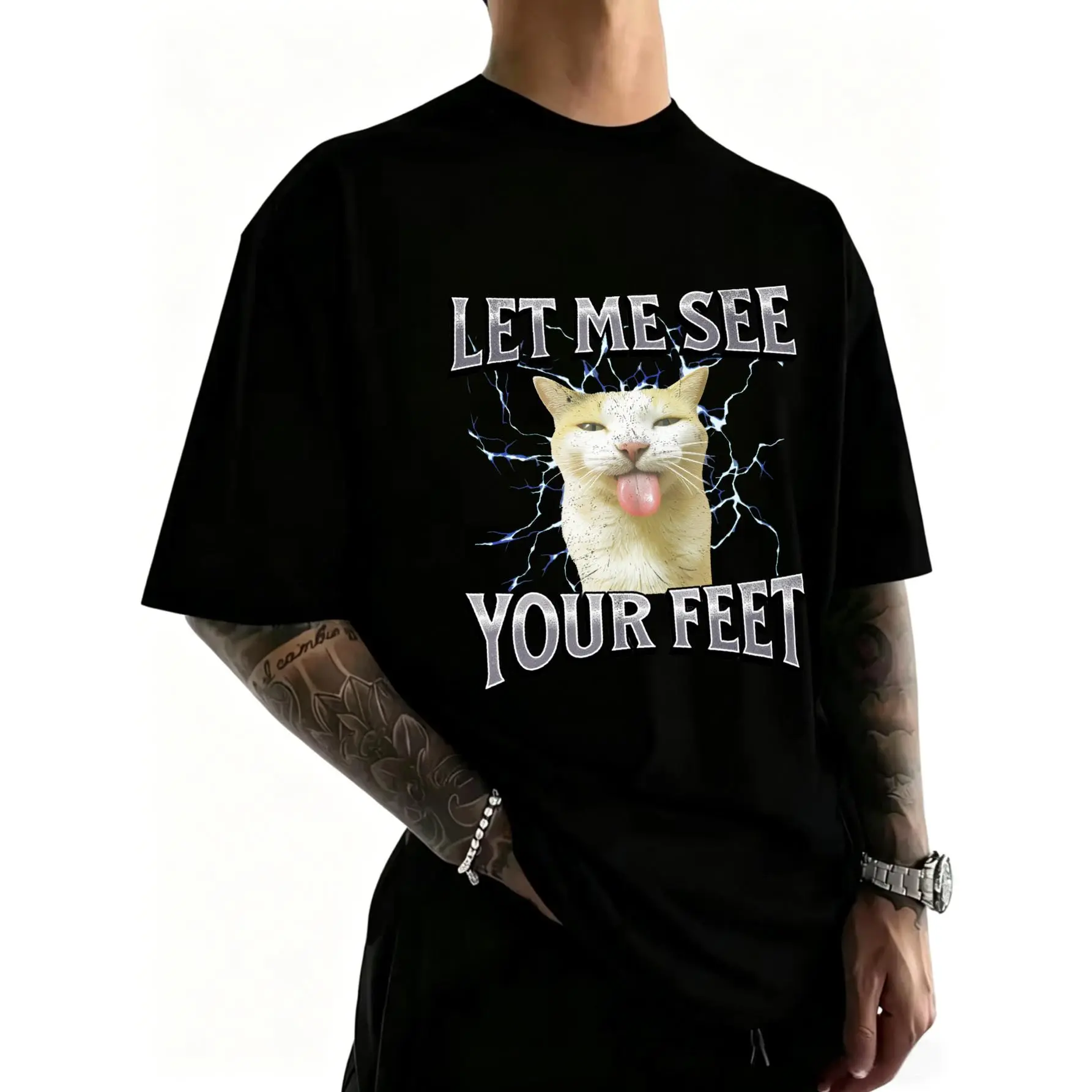 Cotton Your Feet Funny Offensive Cat Meme Bootleg Graphic T-Shirt for Men Women