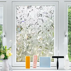Window Privacy Film, 3D Rainbow Decorative Glass Window Film, Sunscreen Sticker, Static Adhesive Frosted Glass Door Sticker, Home Use, Tulip Design