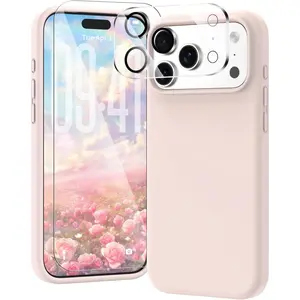 with MagSafe for iPhone 17 Pro Max, Camera Control Button, [Screen + Camera Lens Protector], Anti-Scratch Microfiber Lining, Chalk Pink
