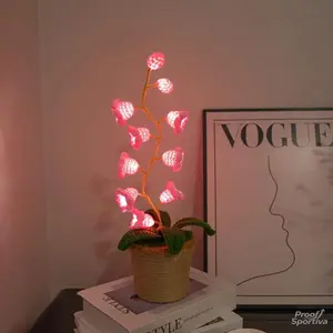 Handmade Crocheted Lily of the Valley LED Lantern Battery Operated Multi Color Warm White Lighting Festive Gift Ambient Decor for Bedside Home