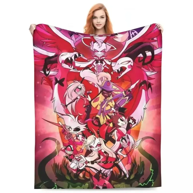 H-Hazbin Hotel Alastor Game Blanket Soft Funny Throw Blanket Cozy Lightweight Plush Portable Cover Blanket For Sofa,Warm Gift For Birthday,Christmas,Multiple Blankets