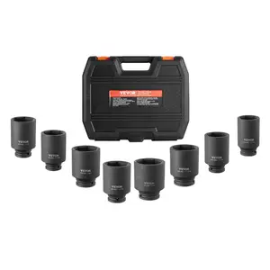 Axle Nut Impact Socket Set 1/2" Drive Deep 12-Point 8PCS Metric Nut Socket