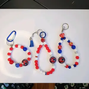 New England Patriots Focal Beaded Keychains with Bling - $10 Each