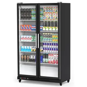 【GARVEE】Commercial Refrigerator, Glass Door with LED Lighting - Upright Beverage Display Cooler for Home, Store, Gym, or Office, Featuring Double Swing Doors and 39 cu.ft