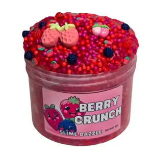 Berry Crunch Floam Slime – Fresh Berries Scented Slime with Mixed Berry Charms & Sprinkles – Inflatable Intermediate Texture for ASMR & Crunch