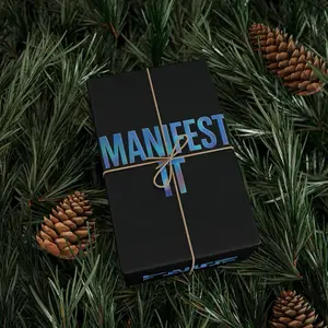 DippedWicks Manifest It Gift Wrap – Luxury Black Wrapping Paper, Premium Candle Gift Wrap for Small Gifts, Holidays & Birthdays Decor Ornaments Decoration
