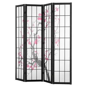 VEVOR Room Divider, 4 Panel Japanese Room Divider Screen, Wood Folding Privacy Screen Indoor, Japanese Partition Portable Decoration Dividers, for Room Separation Home Office Restaurant & Bedroom