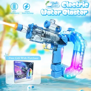 Ultimate Battle Powerful Electric Water Gun, Automatic Squirt Gun with Glowing Realistic Muzzle 700cc High Capacity, Up to 32 FT Range, Outdoor Summer Party Toy for Adults &Kids Toys for Christmas Gift, Halloween Present, Black Friday Gifts