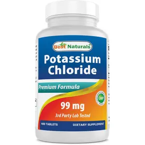 Potassium Chloride Supplement 99mg 400 Tablets Dietary Edible Fitness Healthcare Vitamin Sodium
