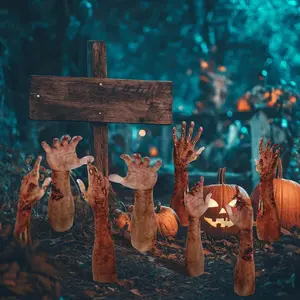 8 Pcs Halloween Zombie Outdoor Decorations Graveyard Hand Stakes Yard Decor