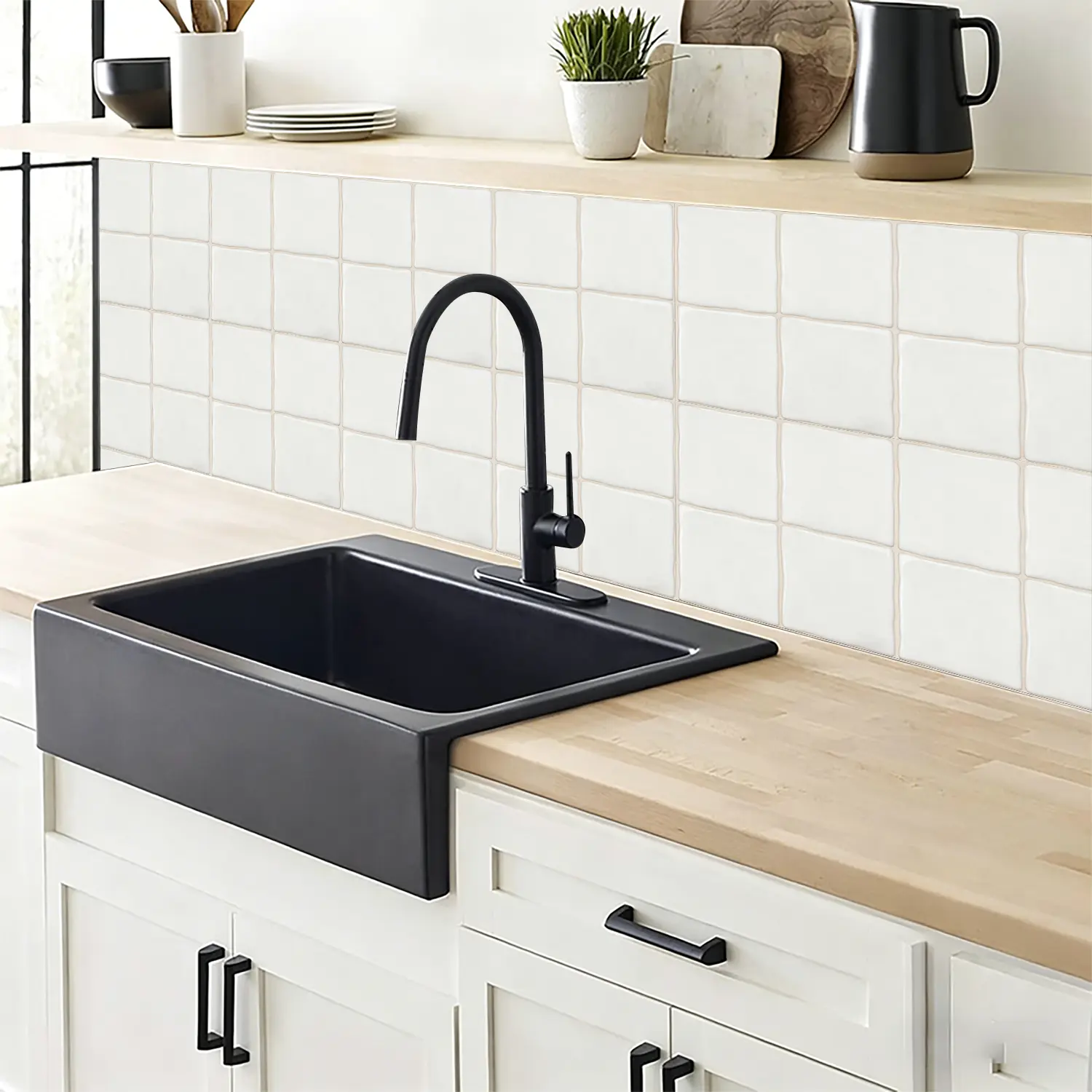 Peel and Stick Tile Stickers, Waterproof Oilproof Removable Backsplash Tiles, 10PCS Self-Adhesive Vinyl Wall Decals for Kitchen Bathroom Laundry Room Home Decor