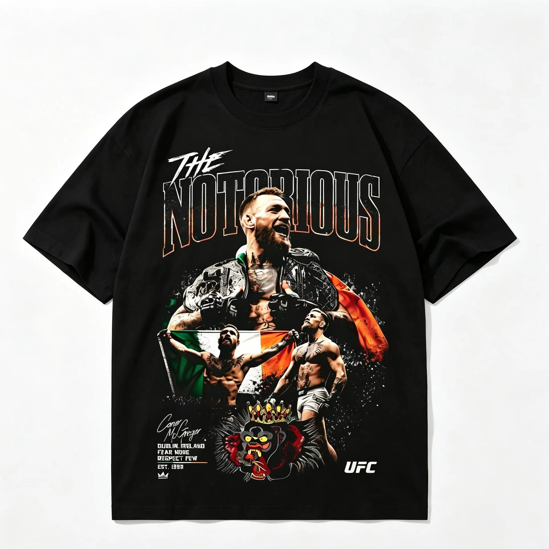 Men's UFC 329 Black Conor McGregor T-Shirt, The Notorious UFC Graphic Tee, UFC MMA Shirt, Gift for Fighters, Sports Apparel