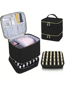 Portable toiletry bag, makeup bag, nail polish storage bag, best-selling double-layer storage, elevated makeup bag, large capacity
