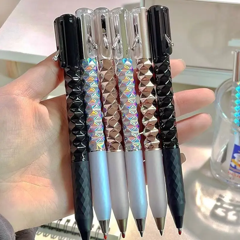 6-Pack Geometric Transforming Morphing Pens (Assorted 3 Colors), Retractable Deforming Fidget Pen Set for Stress Relief, 3D Rhombus Warp Gel Pens, Creative Sensory Toy for School & Office