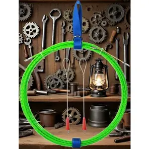 32FT Steel Cable Wire Puller Kit for Walls - Heavy Duty Fish Tape with Fastener - 10M Flexible Wire Threader - Reusable & Durable Electrical Installation Tool