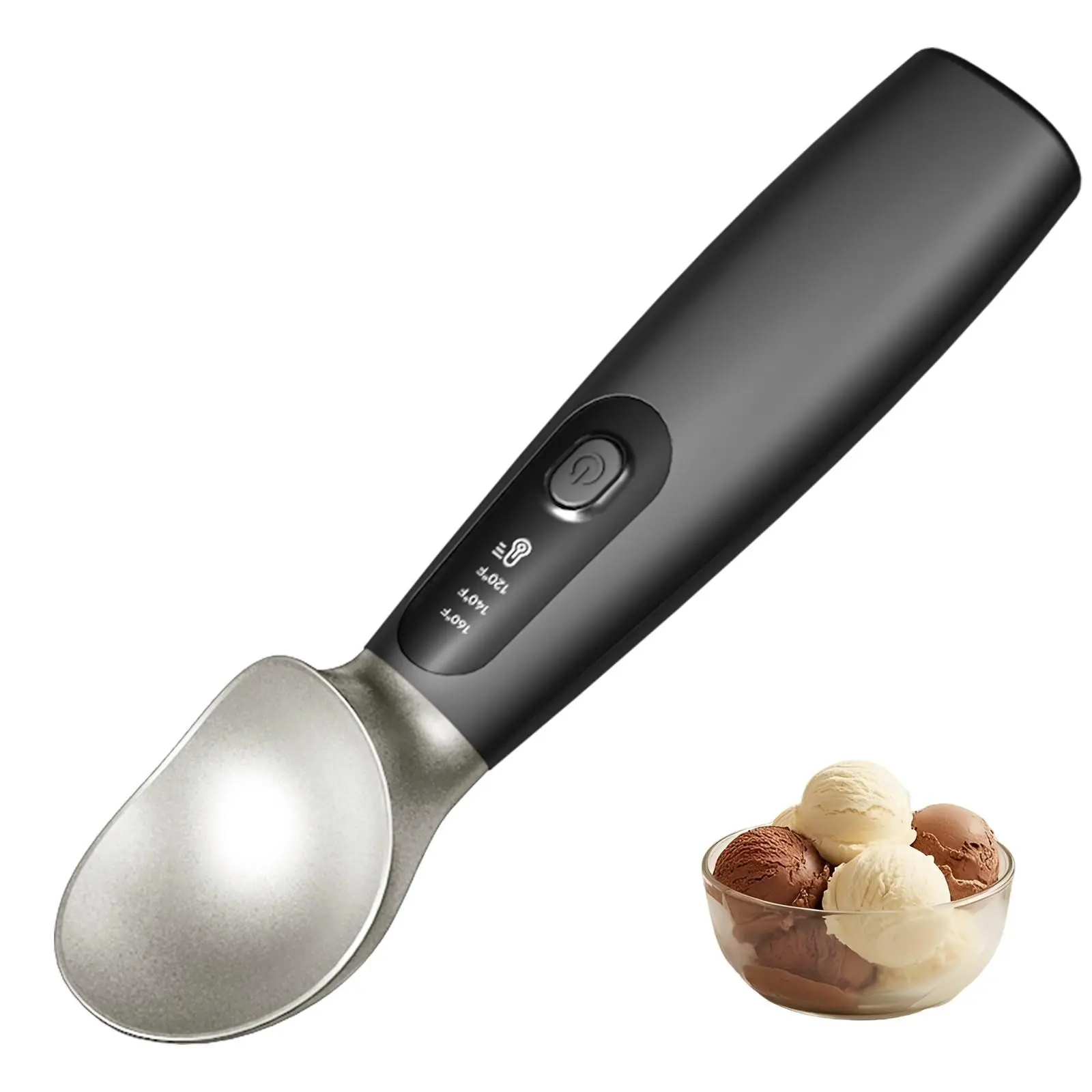 Smart Heated Ice Cream Scoop, USB Rechargeable Electric Scoop Head, Zinc Alloy Material, Easy Melting Hard Ice Cream, 3 Heat Levels, Sleek Scoop, Ice Cream Spoon, Kitchenware, Kitchen Gadgets