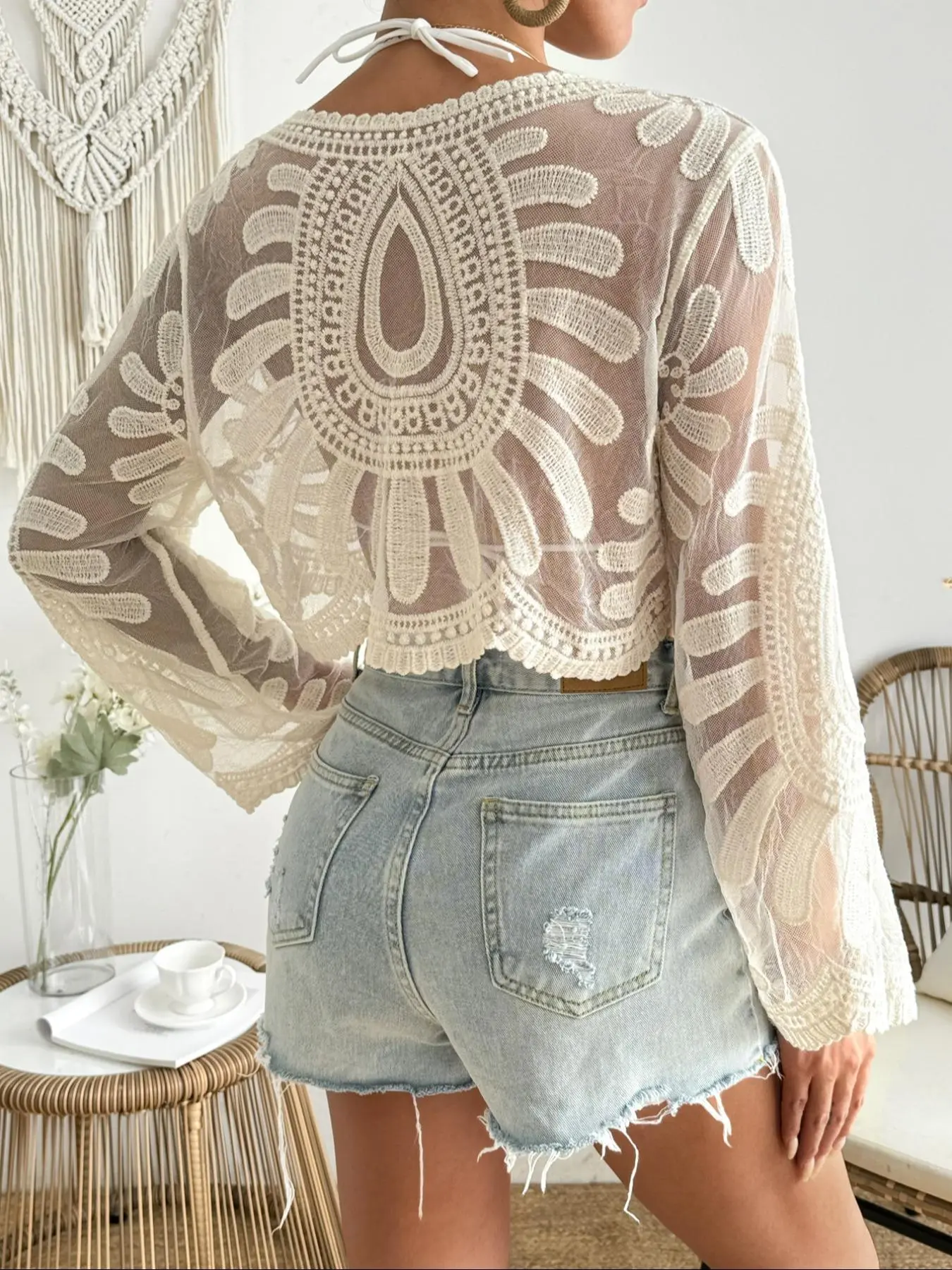 Boho Sunflower Swimsuit Cover-Up, Lightweight Knit Embroidery Mesh Lace Long Sleeve Top, UV Protection, Casual Travel Wear, Beach Cover Up - TikTok Shop Boho Sunflower Swimsuit Cover-Up, Lightweight Knit Embroidery Mesh Lace Long Sleeve Top, UV Protection, Casual Travel Wear, Beach Cover Up - TikTok Shop