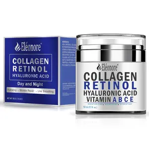 Eléonore: All Natural Face Moisturizer cream, Collagen Botanical Stem Cells Cream for Skin with Retinol, Hyaluronic Acid, 4 vitamins added- Anti Aging Anti Wrinkle Day & Night Facial Cream 1.7 Oz/50ml Skincare Smooth
