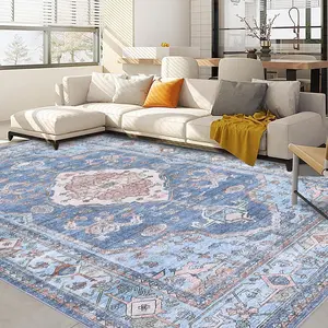 Vintage Carpet Soft Foldable Thin Carpet Washable Area Rug Stain Resistant Non-Slip for Bedroom Dining Room Office Playroom Tiktok Rug