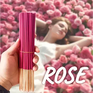 8.66 Inch Rose Incense Sticks, Natural Rose Scented, Floral Blend Aroma, Perfect for Bedroom Aromatherapy, Living Room Fragrance, Yoga Meditation, Travel Portable