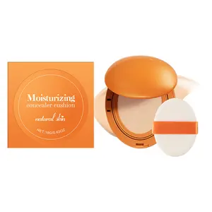 Moisturizing Concealer Cushion Foundation Natural Shade | Lightweight Full Coverage BB CC Cream | Hydrating Velvet Finish Makeup with Vitamin E & Zinc Oxide, Long-lasting Dewy Glow for All Skin Types cushion bb cream