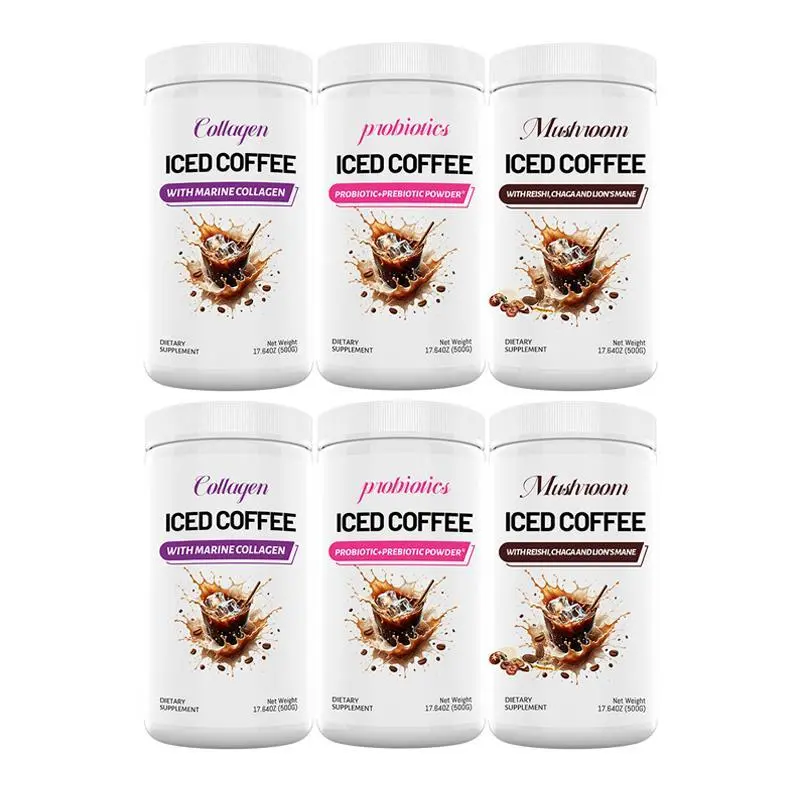 6 Pack Iced Coffee Bundle - (1 Collagen Coffee, 1 Mushroom Coffee, 1 Probiotics Coffee) - 500g