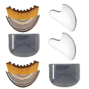 4Pcs Body Care Set, Stainless Steel Gua Sha Board, Facial Lymph Brush, Lymphatic Drainage Tool for Contouring, Ideal for Home Massage and Skincare Rountine
