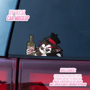 Kitty Cat Demon from Hell's Hotel Peeker Sticker UV Decal for Car PC Laptop Decal Unique Design Vinyl Car Mockup