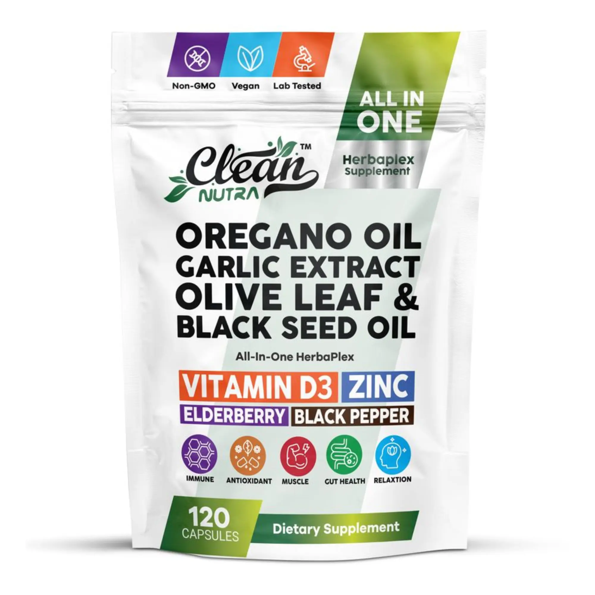 Clean Nutra Oregano Oil, Garlic Extract & Black Seed Oil for Immune & Wellness Support - HerbaPlex Clean Nutra Oregano Oil, Garlic Extract & Black Seed Oil for Immune & Wellness Support - HerbaPlex