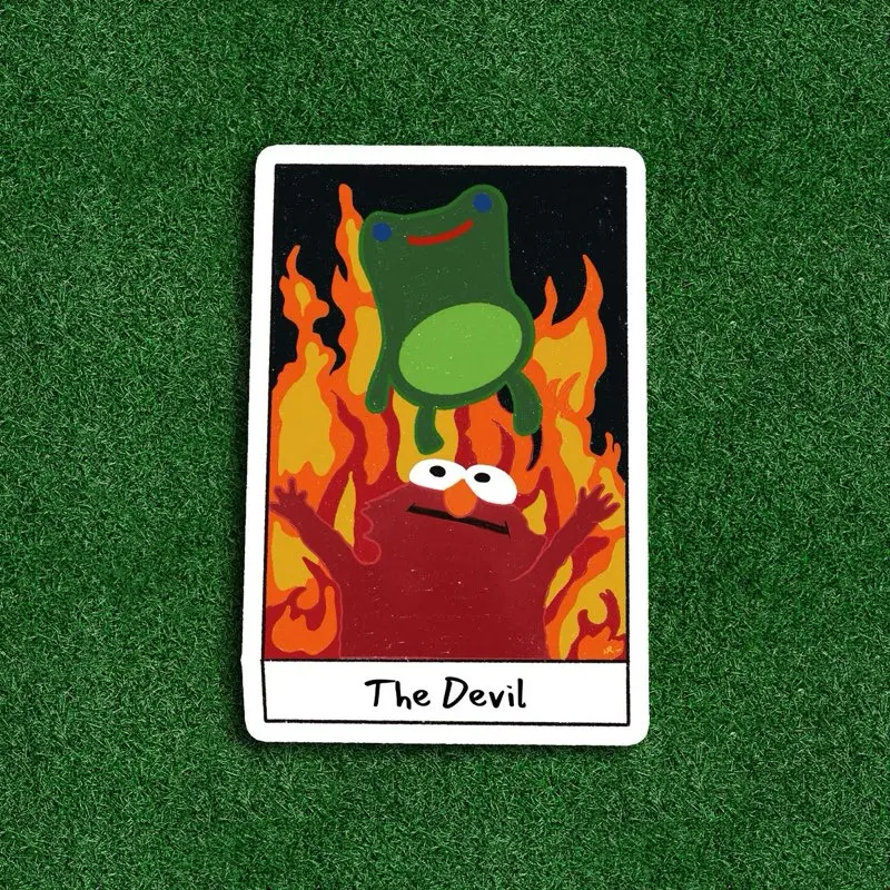 Elmo Froggy Chair The Devil Tarot Sticker Elmo Meme Sticker Funny Laptop Decal Funny Water Bottle Sticker Featuring Iconic Design