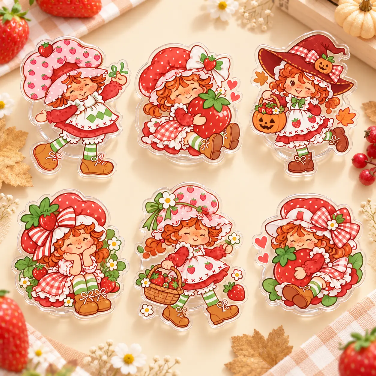 Strawberry Shortcake Phone Grip, Cute Strawberry Acrylic Phone Holder, Kawaii Phone Stand, Sweet Fruit Phone Accessory