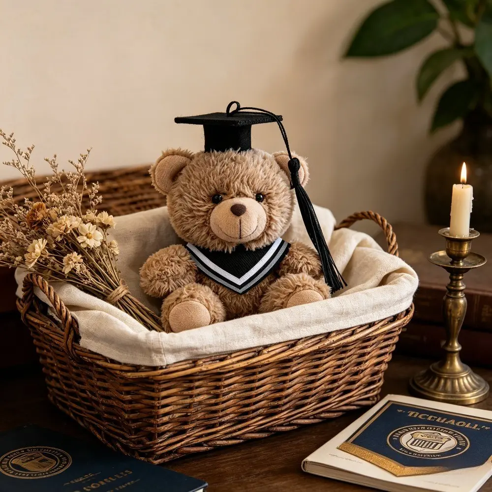 Graduation Memorial Plush Mini Bear Decorative Ornament, Luxe Atmosphere with Graduation Fringe, Desktop Decoration for Graduation Season, Gifts, Grad Party Favors