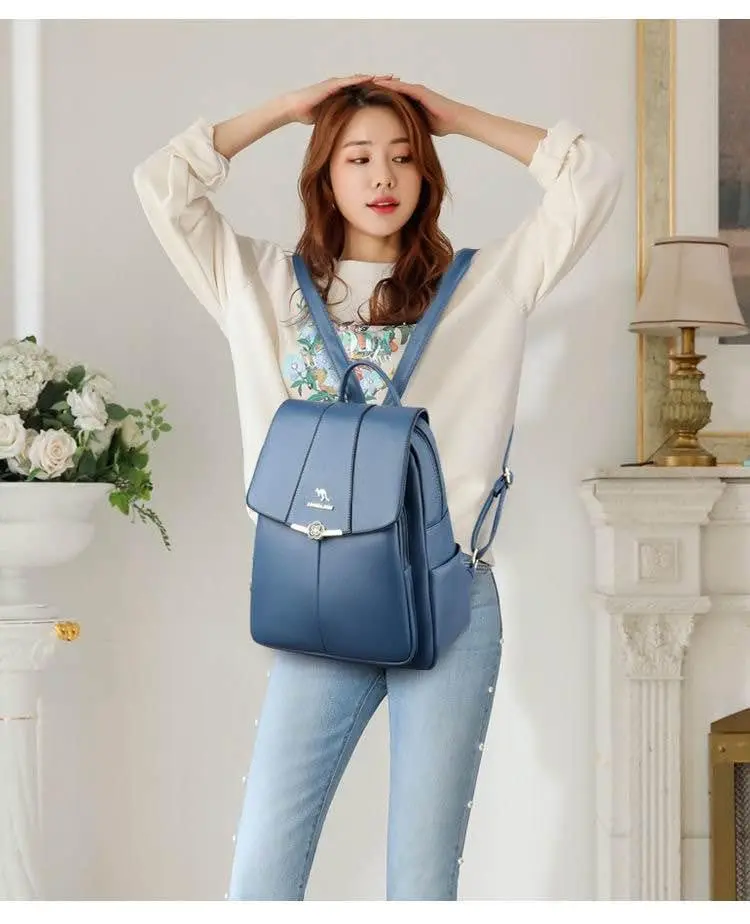 women's  new shoulder bag large capacity bag all-match soft leather backpack