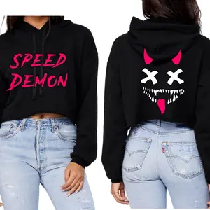 Speed Demon Cropped Hoodie- Fluorescent Pink| Car Biker Girls / Streetwear
