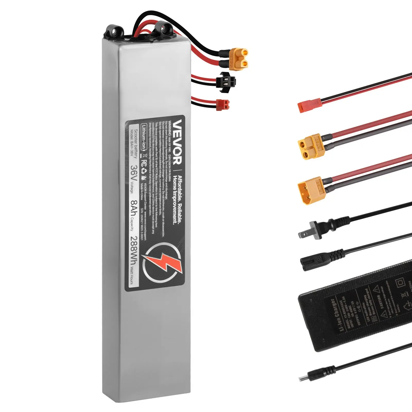 VEVOR 36V 8Ah (8000mAh) Lithium Scooter Replacement Battery Pack, 30A BMS, Chargers, 500+ Cycles, Long Range, IP66 Waterproof, 1440W Motor Compatible, M365 Compatible, Imitation M365 Scooters Fit, Easy Installation for Beginners