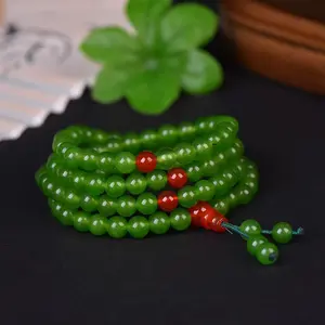 108 Beads Green Jade Mala Bracelet | Spiritual Protection Prayer Beads