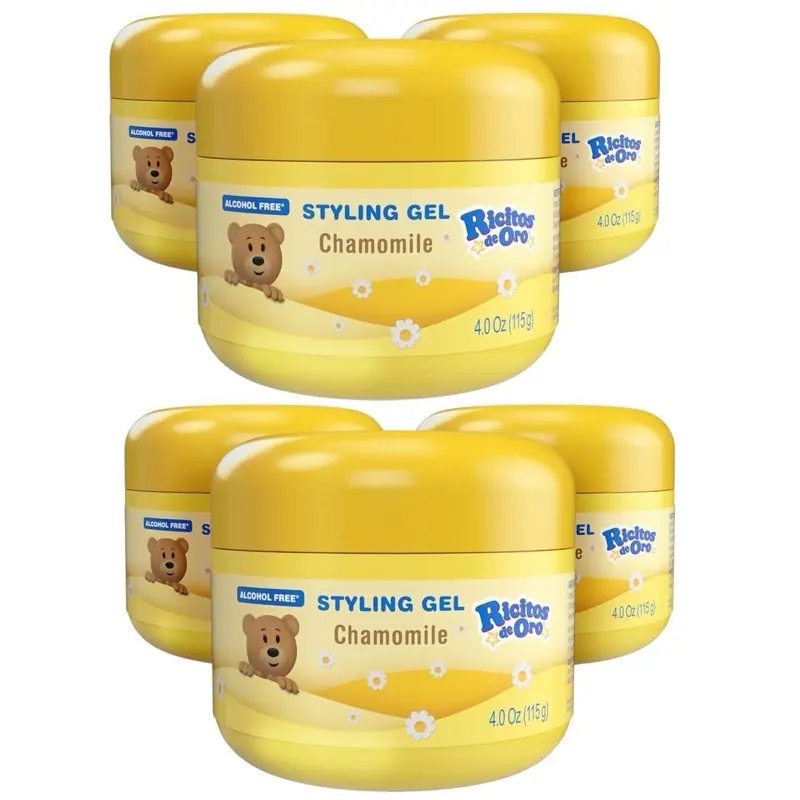 Pack of 6 - Ricitos de Oro Hair Gel -Preserves Natural Color, Non-Greasy, Alcohol Free, Hypoallergenic, Tear-Free, Gentle Daily Use - Baby, Kids Hair Gel, Toddler - 4.0 Oz each