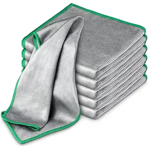 Streak Free Lint Free Glass Polishing Cloth, Miracle Microfiber Cleaning Rags for Glasses Kitchen Dishes Mirrors, Easy Clean, Pack of 6, 12" x 12"