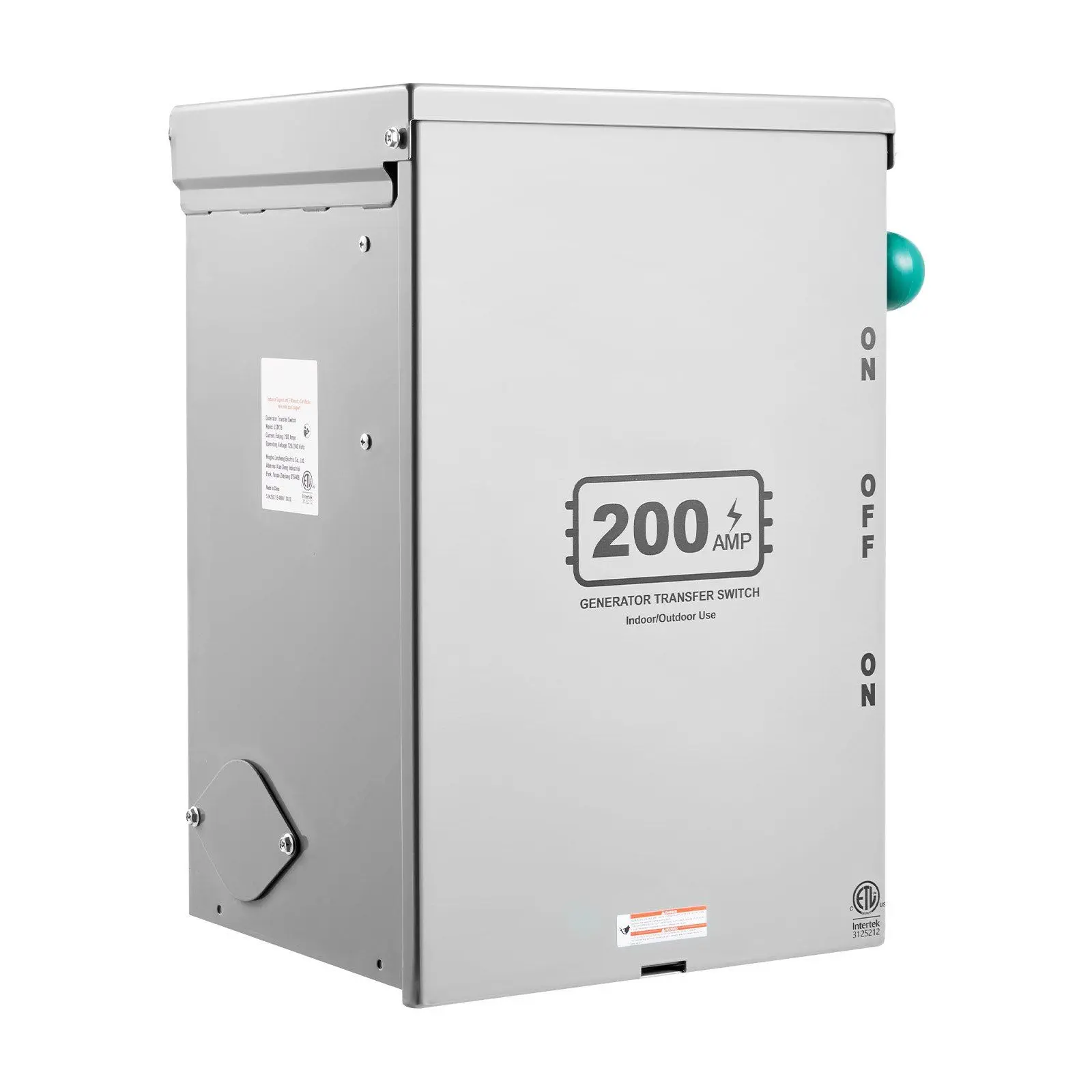VEVOR 200A Manual Transfer Switch, 48000W, 120/240V, Advanced Insulation, NEMA 3R Enclosure for Home Emergency Power, Generator Transfer Switch